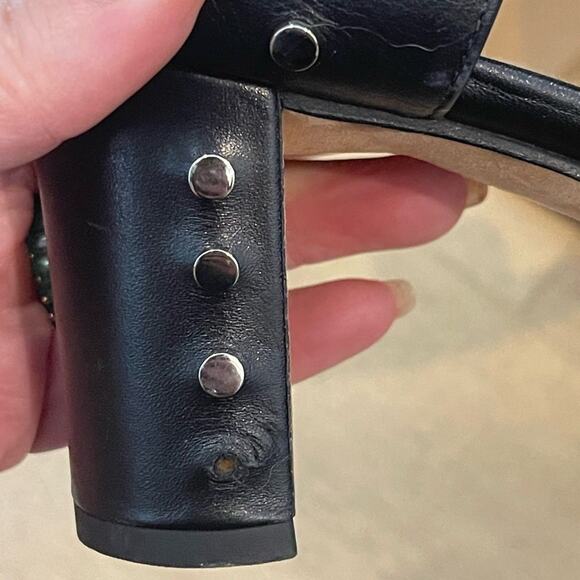 Jimmy Choo Sandal 7 or 37.5 Black Studded Leather Veto Sandal - Picture 9 of 11